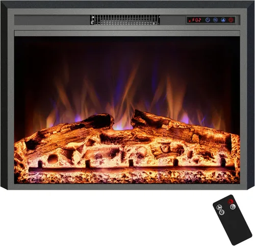 Chimenea eléctrica, insertos de chimenea eléctrica, calentador de chimenea empotrado con control remoto, colores de llama ajustables, temporizador y