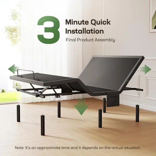 Marsail MS01 - Marco de base de cama ajustable tamaño Queen, 4 puertos USB A y C, base de cama ajustable con luz nocturna debajo de la cama, montaje