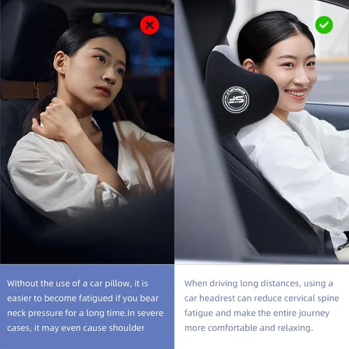 Miniatura 8 de SPRFUFLY Paquete de 2 almohadas para reposacabezas de coche, almohada de nube para coche con correa ajustable - 100% espuma viscoelástica y funda