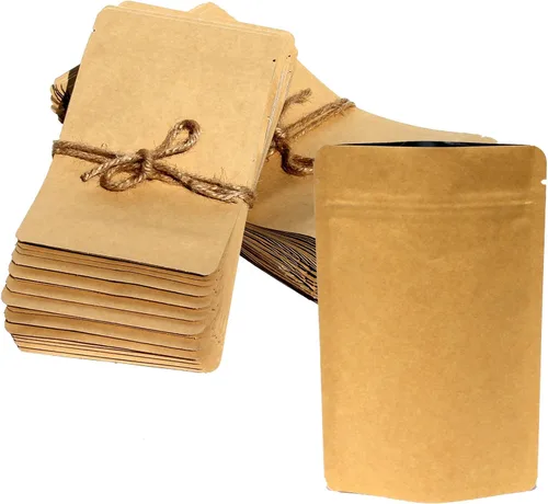 Miniatura 8 de AwePackage Bolsas de papel kraft resistentes con cierre resellable (1 onza - 16 onzas) – Cumple con la FDA y USDA (50, 1 oz)