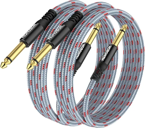 HOSONGIN Paquete de 2 cables de guitarra de 3.3 pies a 1/4 de pulgada para instrumentos eléctricos, cable AMP para guitarra eléctrica, bajo,