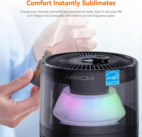 Miniatura 7 de AIRROMI Purificador de aire para mascotas para el hogar y el dormitorio, filtro de carbón activado HEPA, elimina la caspa y el olor de las mascotas
