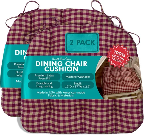 Miniatura 99 de Barnett Home Decor Ticking Stripe Berlin Blue - Almohadilla para silla de comedor con lazos, tamaño mediano 18, relleno de espuma de látex, lavable
