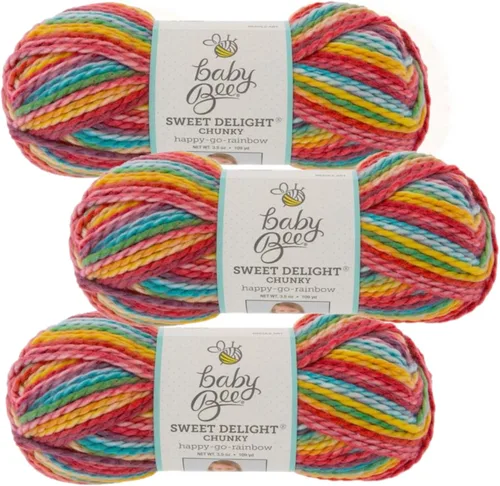 Miniatura 18 de Baby Bee 5 - Hilo voluminoso para ganchillo y tejer – Madeja suave – 109 yardas de acrílico y poliamida para sombreros y mantas – Suministros