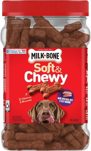 Miniatura 8 de Milk-Bone Golosinas suaves y masticables para perros, receta de carne de res y filete mignon, 25 onzas