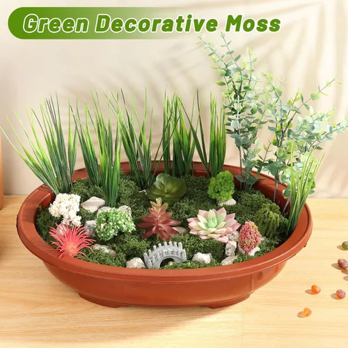 Miniatura 7 de Jollidecor Musgo falso de 1.54 libras para manualidades, artificial decorativo verde claro y verde oscuro, musgo sintético, decoración de jardín