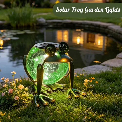 Miniatura 3 de Lámpara solar colgante para aire libre, decorativa, impermeable, rana, LED, lámpara de mesa para patio, jardín