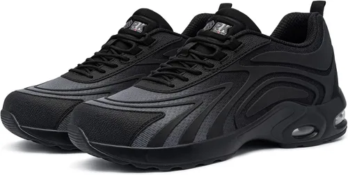 Miniatura 9 de LARNMERN Zapatos de punta de acero para mujer, con amortiguación de aire, zapatos de seguridad con puntera de seguridad, zapatos de trabajo cómodos