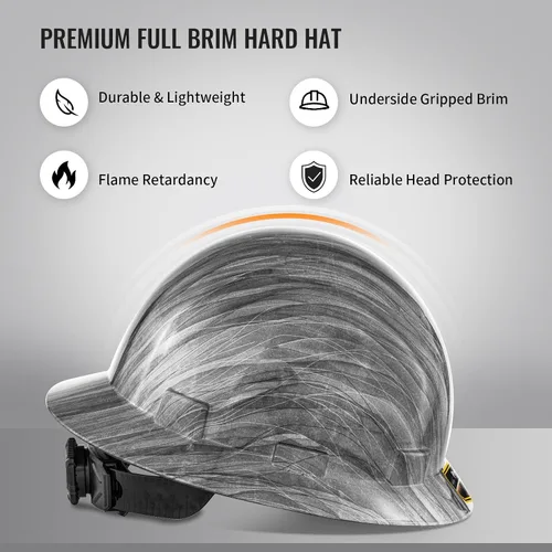 Miniatura 2 de ProtectX - Cascos de construcción de ala completa, ventilados, aprobados por la OSHA, con suspensión de 6 puntos, Cascos de construcción Granito
