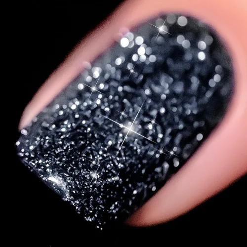 Miniatura 7 de YTD Likomey - Esmalte de uñas de gel con purpurina reflectante, 0.5 fl oz (15 ml), color negro con destellos de diamante, tono azul oscuro