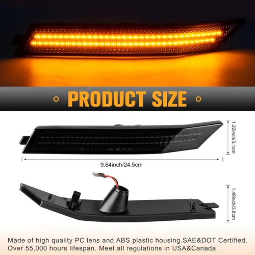 Miniatura 4 de Gempro Luces LED de Marcador Lateral del Parachoques Delantero para Ford Fusion 2006-2009 Lámparas de Señal de Estacionamiento Lente Ahumado, 2
