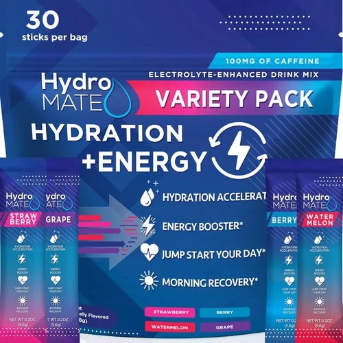 HydroMATE - Paquetes de mezcla de electrolitos en polvo, acelerador de hidratación, bajo contenido de azúcar, recuerdos de fiesta para recuperación