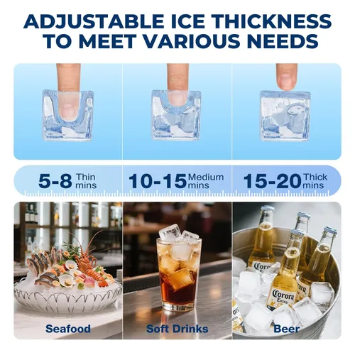 Miniatura 5 de Máquina comercial para hacer hielo, 580 LBS/día, aprobación ETL, autolimpieza con filtro, contenedor de almacenamiento de 400 libras, máquina