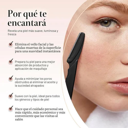 Miniatura 3 de Kitsch Dermaplane - Maquinilla de afeitar facial para mujeres y hombres, maquinillas de afeitar para cejas y afeitadora facial - Maquinilla de Negro