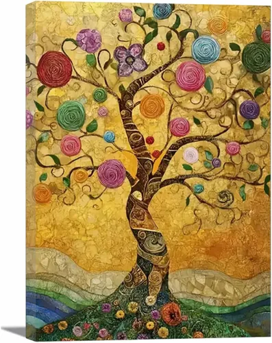 Miniatura 13 de VOCBAN Nature Tree of Life Abstract Pictures Canvas Painting Large Modern Canvas Wall Art Colorful Trees Living Room Wall Decor Plant Prints(black
