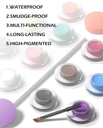 Miniatura 3 de Olla delineador de ojos de gel mate impermeable, gel de cejas color crema de larga duración, pigmentos de alta intensidad a prueba de manchas