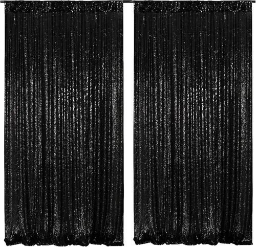 Miniatura 25 de Poise3EHome Cortinas de Fondo de Lentejuelas Verde Azulado, 4 PCS Paneles de Lentejuelas de 3FT x 8FT para Telón de Fondo, Cortinas de Fondo