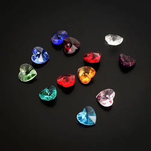 Miniatura 6 de 20 cuentas colgantes de cristal de corazón de amor de San Valentín de 0.394 pulgadas (0.394 in), cuentas sueltas de diamantes de abril transparentes