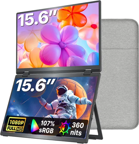 Miniatura 14 de kksmart Monitor portátil de 15.6 pulgadas 1080P FHD 86% sRGB 60Hz, monitor de viaje para laptop, MacBook Surface PC, Xbox PS5, HDMI Dual USB-C VESA