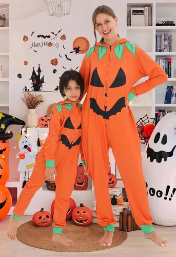 Miniatura 6 de Pijama familiar de Halloween para disfraz de calabaza para adultos, pijamas a juego para parejas y niños