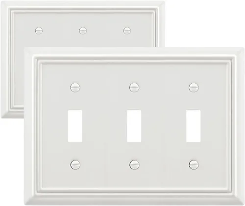 Miniatura 16 de Paquete de 1 Placa de Pared Combinada Toggle/Decorativa, Cubierta de Placa de Pared de Metal para Interruptor de Luz, Receptáculo, Interruptor