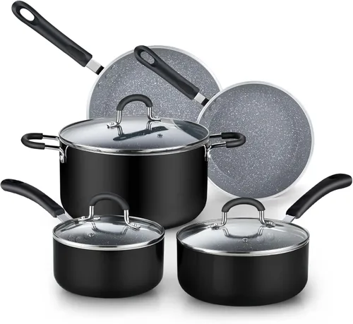 Miniatura 8 de Cook N Home Juegos de Ollas y Sartenes Antiadherentes de Cocina incluyen Cacerola, Sartén, Ollas de Caldo de 8 Piezas, Calibre Pesado, Mango que se
