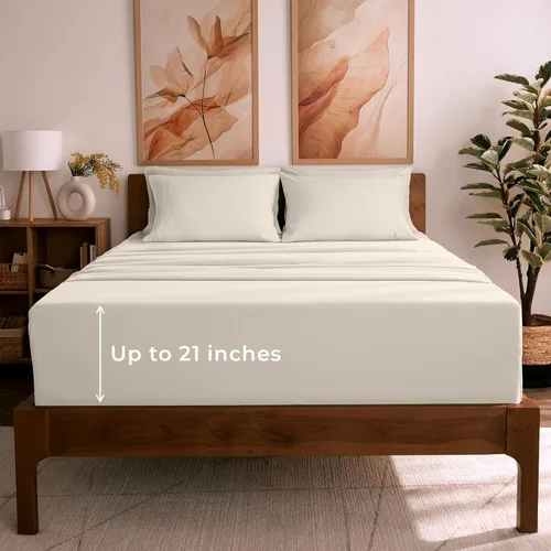 Miniatura 52 de Mellanni Juego de Sábanas Split King - Colección Icónica de 7 Piezas para Ropa de Cama, (Incluye 4 Fundas de Almohada), Bolsillo Profundo de 16 1394
