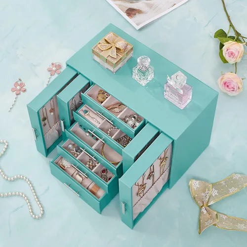 Miniatura 8 de ANWBROAD Joyero organizador de joyas, organizador de joyas, caja de almacenamiento para todos los aretes, collares, pulseras, relojes, cajas
