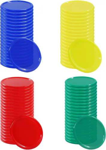 Zorfeter 200 contadores de aprendizaje de plástico, 8 colores fichas de bingo de 1 pulgada, discos de conteo educativos, marcadores para práctica de