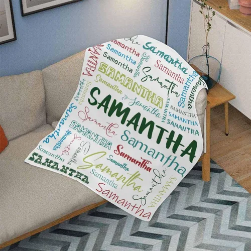 Miniatura 4 de Manta personalizada con nombre con fuente diferente y colorida para niños, mujeres y hombres, divertida decoración personalizada para el hogar, cama