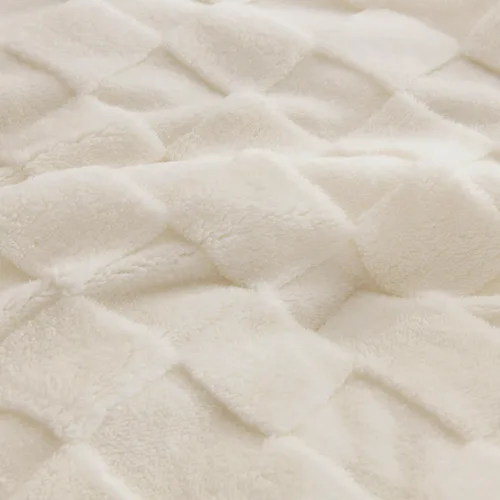 Miniatura 3 de Litanika - Juego de edredón esponjoso tamaño individual color beige, 3 piezas, ropa de cama de sherpa de felpa cálida para invierno, juego de cama