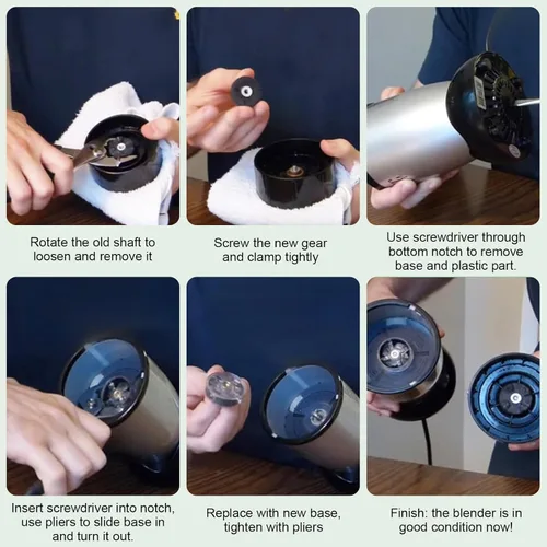 Miniatura 4 de 8 piezas de repuesto de engranaje base para licuadora Magic-Bullet 250W MB1001 con pieza de repuesto de engranaje de cuchilla para Magic Bullet
