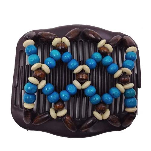 Miniatura 6 de LOVEF Peine de madera profesional para mujer, cuentas mágicas elásticas, clip de cuerda de cuerda de doble elástico, accesorios para peines-6 piezas