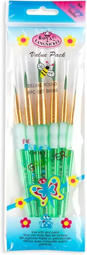 Royal Brush Big Kids Choice Deluxe - Juego de pinceles redondos sintéticos, varios tamaños, verde, juego de 6