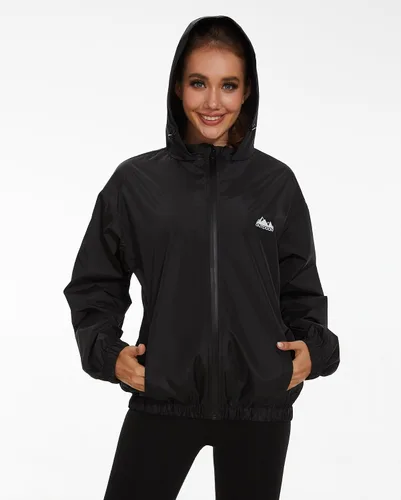 Miniatura 3 de OSTOO Chaqueta impermeable ligera para mujer, para correr, ciclismo, con capucha, para senderismo, rompevientos