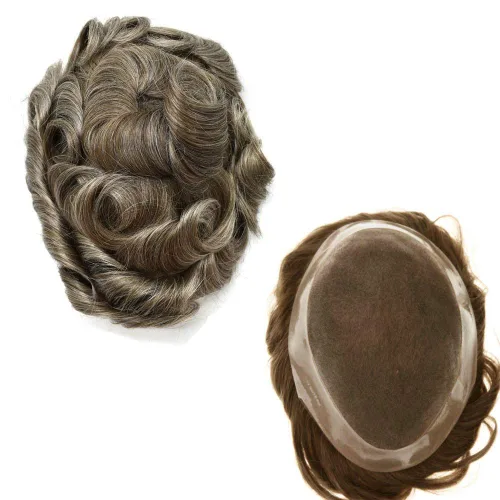 Miniatura 21 de Toupee - Sistema de cabello humano de repuesto para hombre, postizo fino monofilamento de piel de polietileno duradero alrededor de monofilamento
