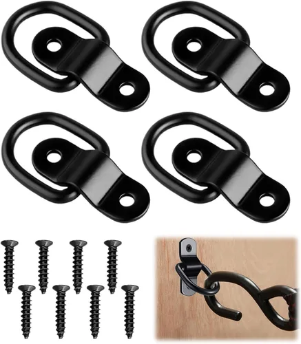 Anclajes de amarre en D, 4 anillos D resistentes, anillos en D negros, ganchos de camioneta, anillo de amarre D de acero inoxidable con tornillos,