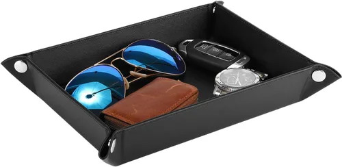 Miniatura 2 de Luxspire Bandeja de valet bandeja de piel sintética bandeja de Catchall bandeja de llaves de joyería para hombres y mujeres placa de almacenamiento