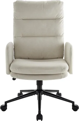 Miniatura 11 de IWMH Silla de oficina en casa con respaldo alto, silla de escritorio tapizada con reposabrazos, sillón de altura ajustable con ruedas, silla