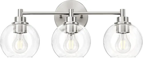 Miniatura 16 de VONLUCE Accesorios de iluminación de baño, luz de tocador de baño de 2 luces con pantallas de vidrio globo E26, luces de tocador para dormitorio