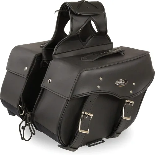 Miniatura 24 de Milwaukee Leather SH66901ZB - Alforjas medianas de PVC negro con 2 correas, colocación por encima, con ribetes reflectantes - Talla única