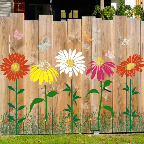 Miniatura 9 de Plantillas de flores grandes para cerca, plantilla de diente de león, plantillas florales para paredes exteriores de valla de madera, telas