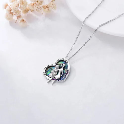 Miniatura 5 de ONEFINITY - Collar de pesadilla de plata de ley con colgante de corazón infinito, collar de calavera para regalo de cumpleaños para mujeres, esposa