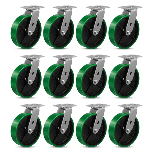 Miniatura 24 de Ruedas giratorias, ruedas industriales de 4 pulgadas resistentes, poliuretano en rueda de acero, ruedas giratorias de placa superior