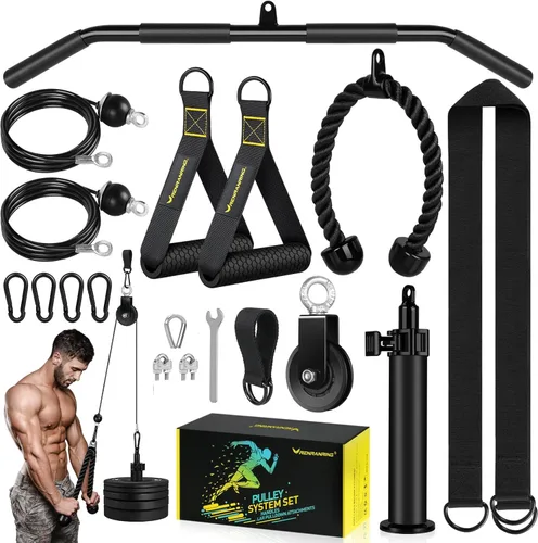 RENRANRING Fitness LAT y sistema de polea de elevación para gimnasio – Accesorios de máquina de cable desplegable LAT mejorados, pasador de carga,
