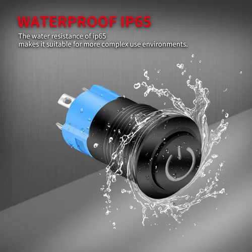 Miniatura 5 de DaierTek - Interruptor de botón de encendido y apagado, 0.472 in CC, 4 pines, 12 V, impermeable, interruptor de metal con arnés de cableado y luz