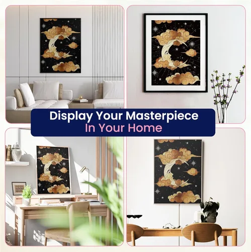 Miniatura 7 de Modern Merch Arte de Diamantes de Luna para Adultos Paisaje Celestial de Cielo Nocturno Pintura de Diamantes 5D para Adultos Decoración de Luna DIY