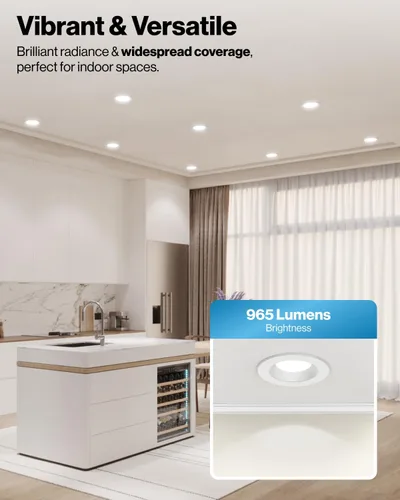 Miniatura 2 de Sunco - Juego de 12 luces LED empotrables de reajuste de 15,2 cm, luces de techo de tipo candelabro, borde deflector, 965 lm, 13 W