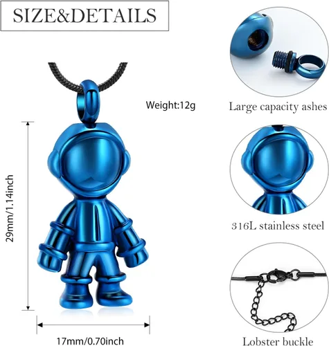 Miniatura 2 de mingkejw Cremación astronauta collar urna conmemorativa joyería colgante urna de cremación cenizas collar conmemorativo para niños y humanos.