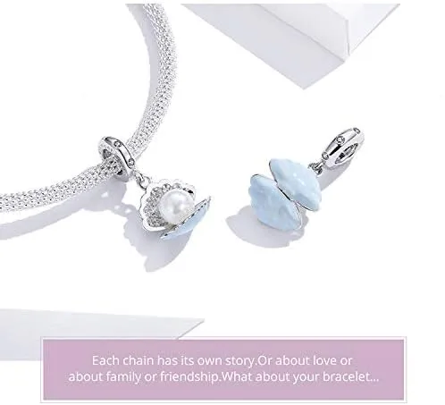 Miniatura 5 de FAEFASH Colgante de cuentas de estrella de mar y concha de plata 925, abalorio de tortuga, cuentas de sirena, abalorio de tortuga marina